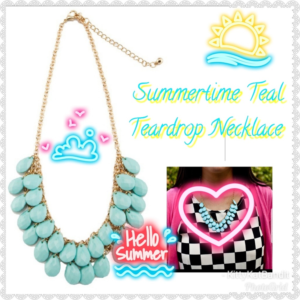 Sale!! Teal Teardrop Necklace T & J Designs